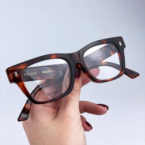 CELINE CL50011F 054 Eyeglasses Red Havana Square Women - Picture 3 of 11